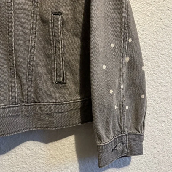 NEW Levi’s Paint Splatter Denim Trucker Jacket Gray Women’s L - Picture 4 of 9